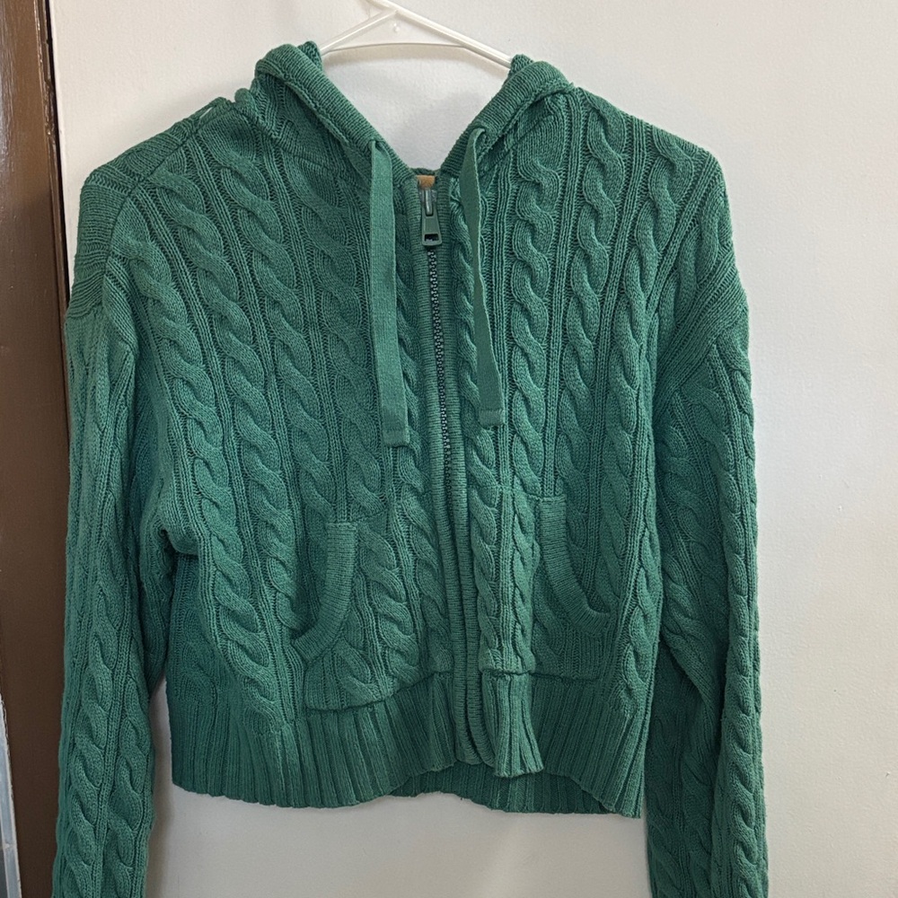 American Eagle Outfitters Green Cable Knit Cardigan